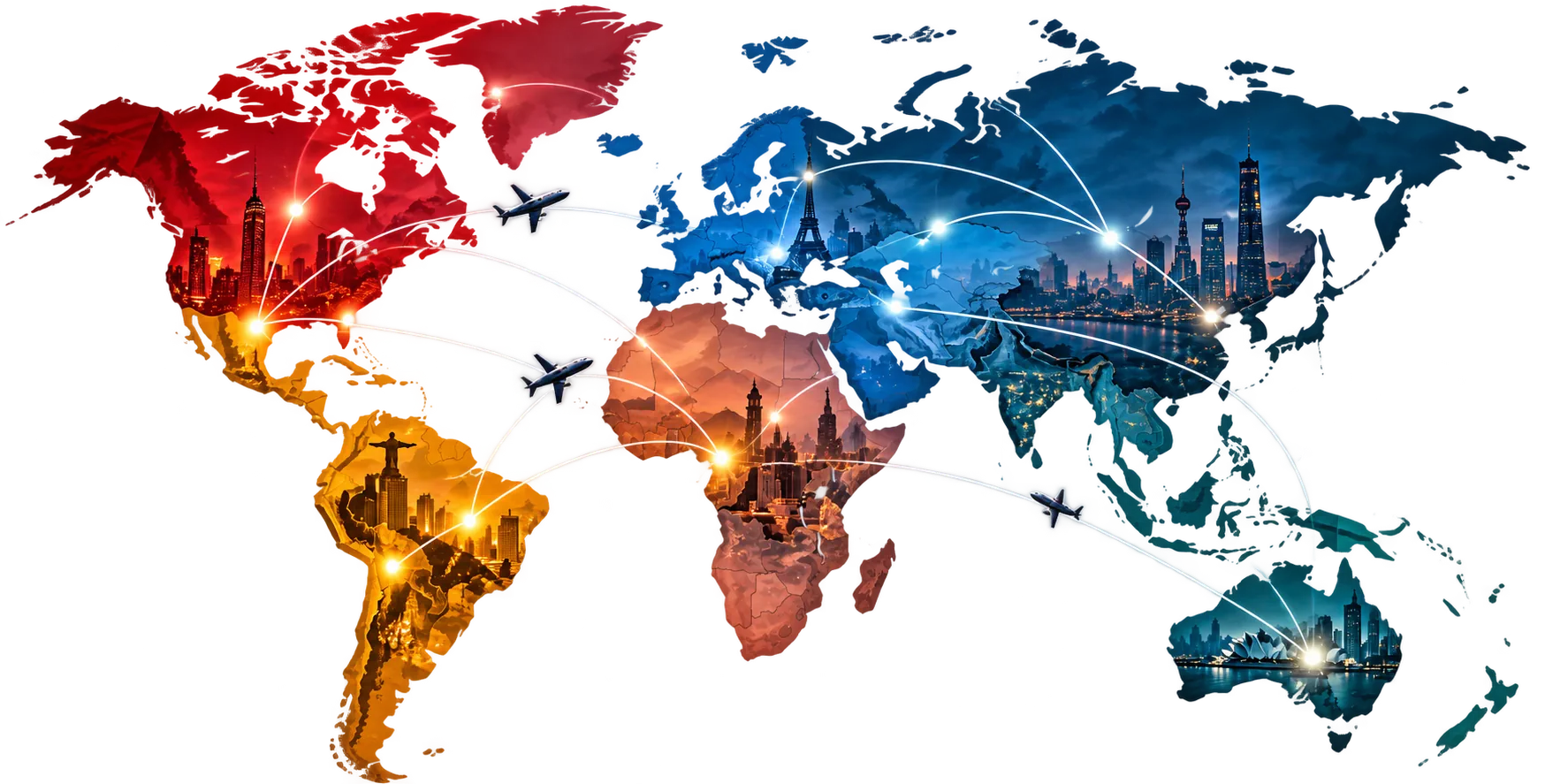 Mapa de conexões internacionais da Ibérica Business